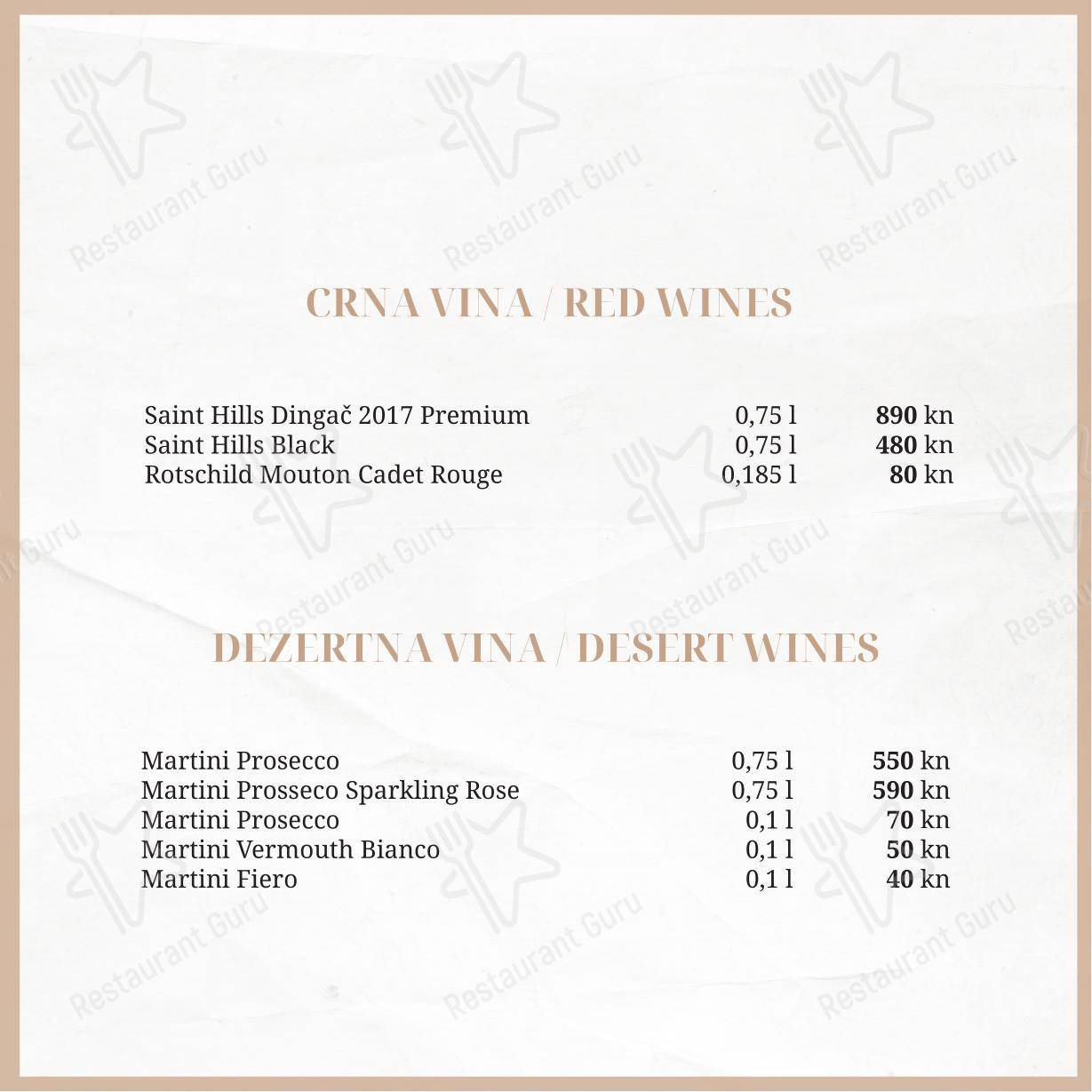 Menu per Taboo beach club Split pub & bar