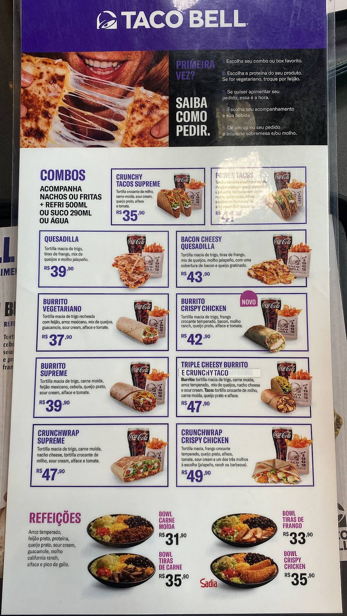 Taco Bell cardápio