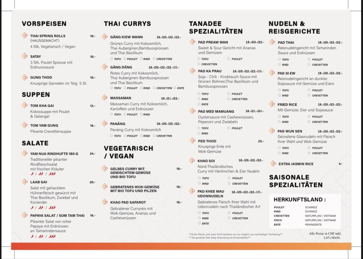 Menu di Tanadee Catering & Take Away 