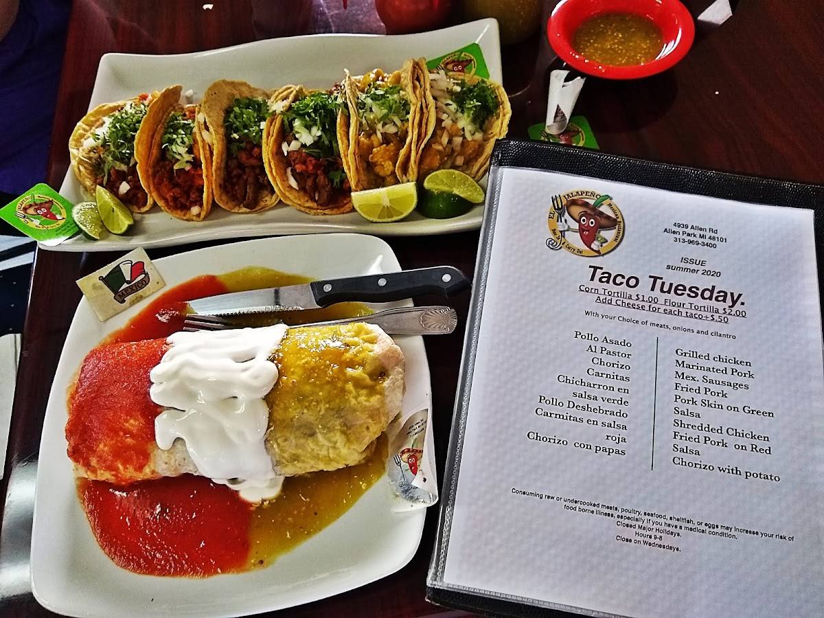 Menu at Taqueria El Jalapeño restaurant, Allen Park