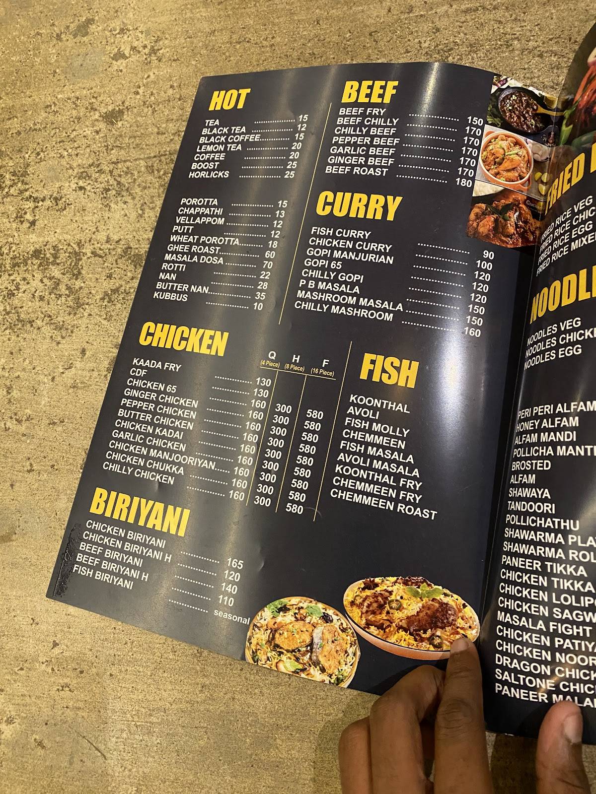 Tasty Hut Restaurant menu