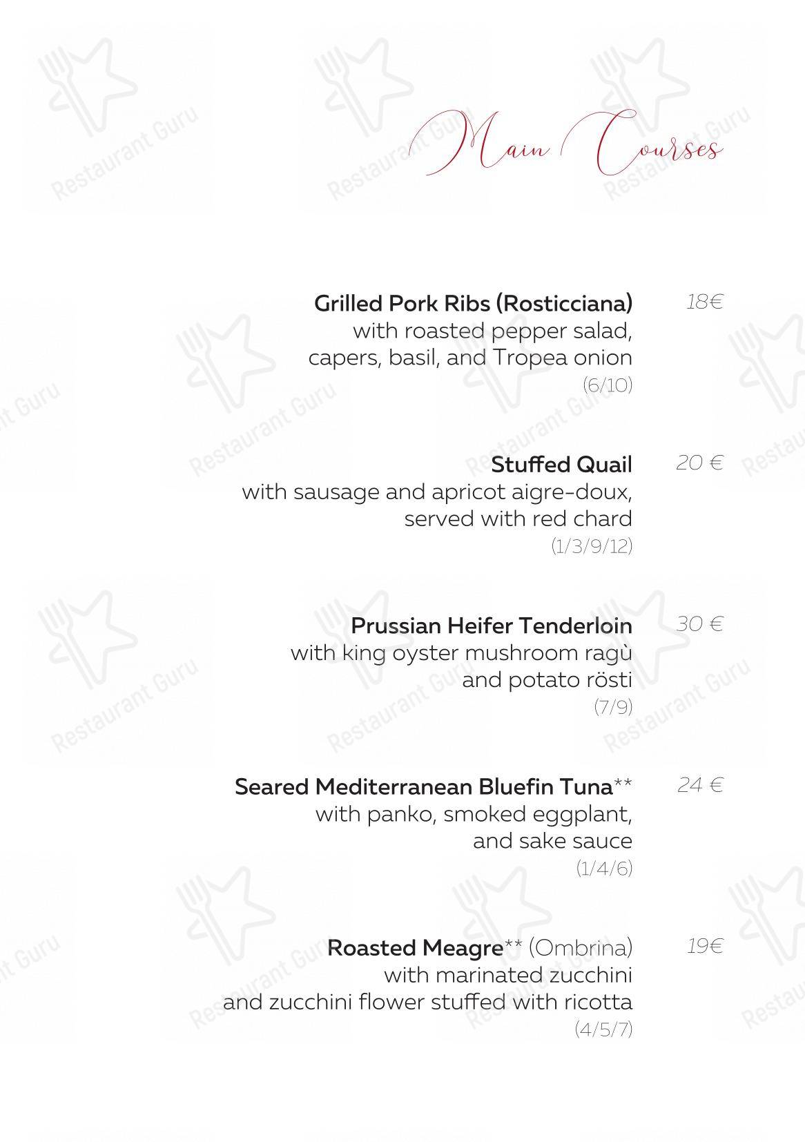 Menu di Taverna Volpetti - Menu bar