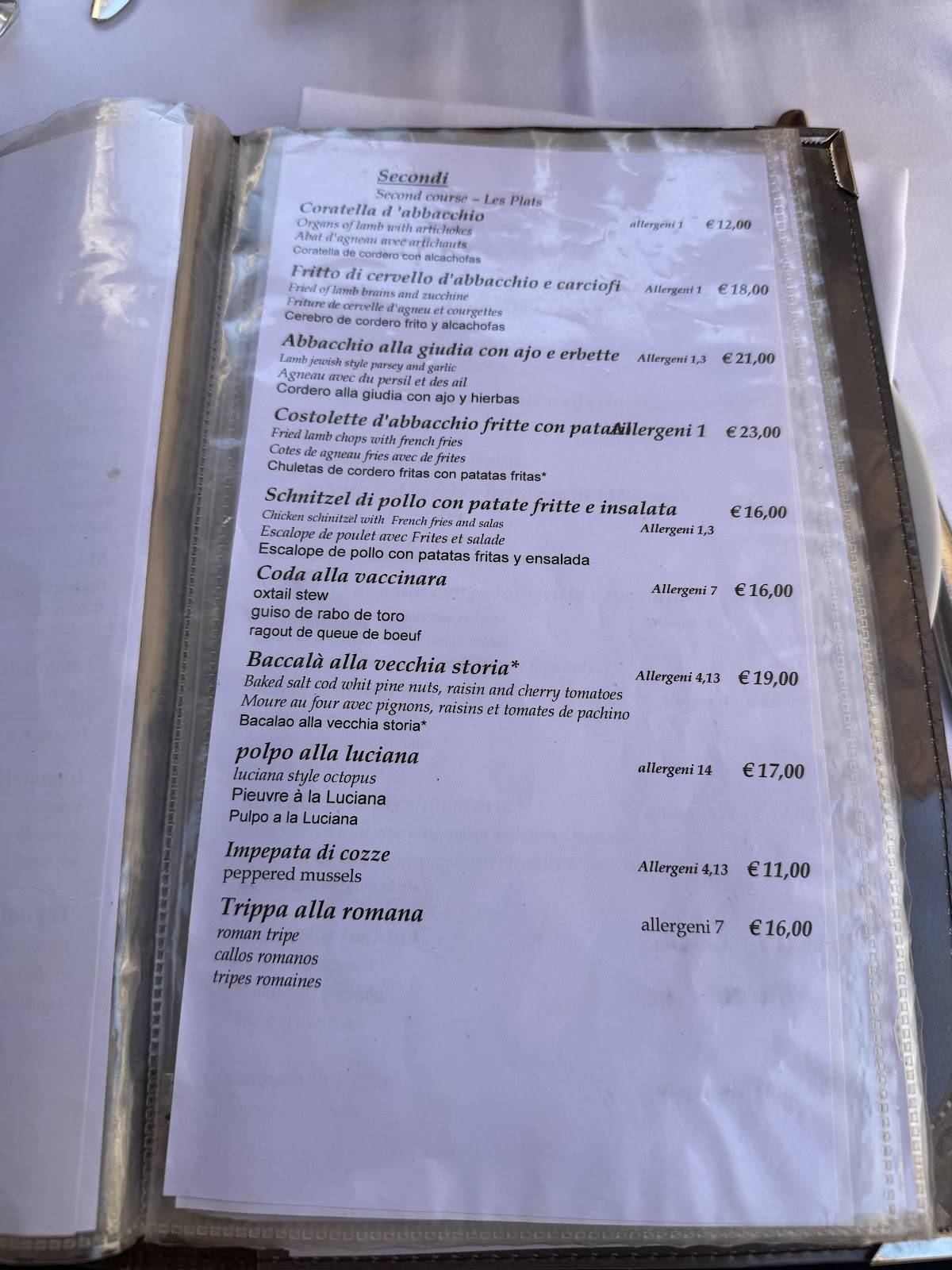 Menu di La Taverna del Ghetto 