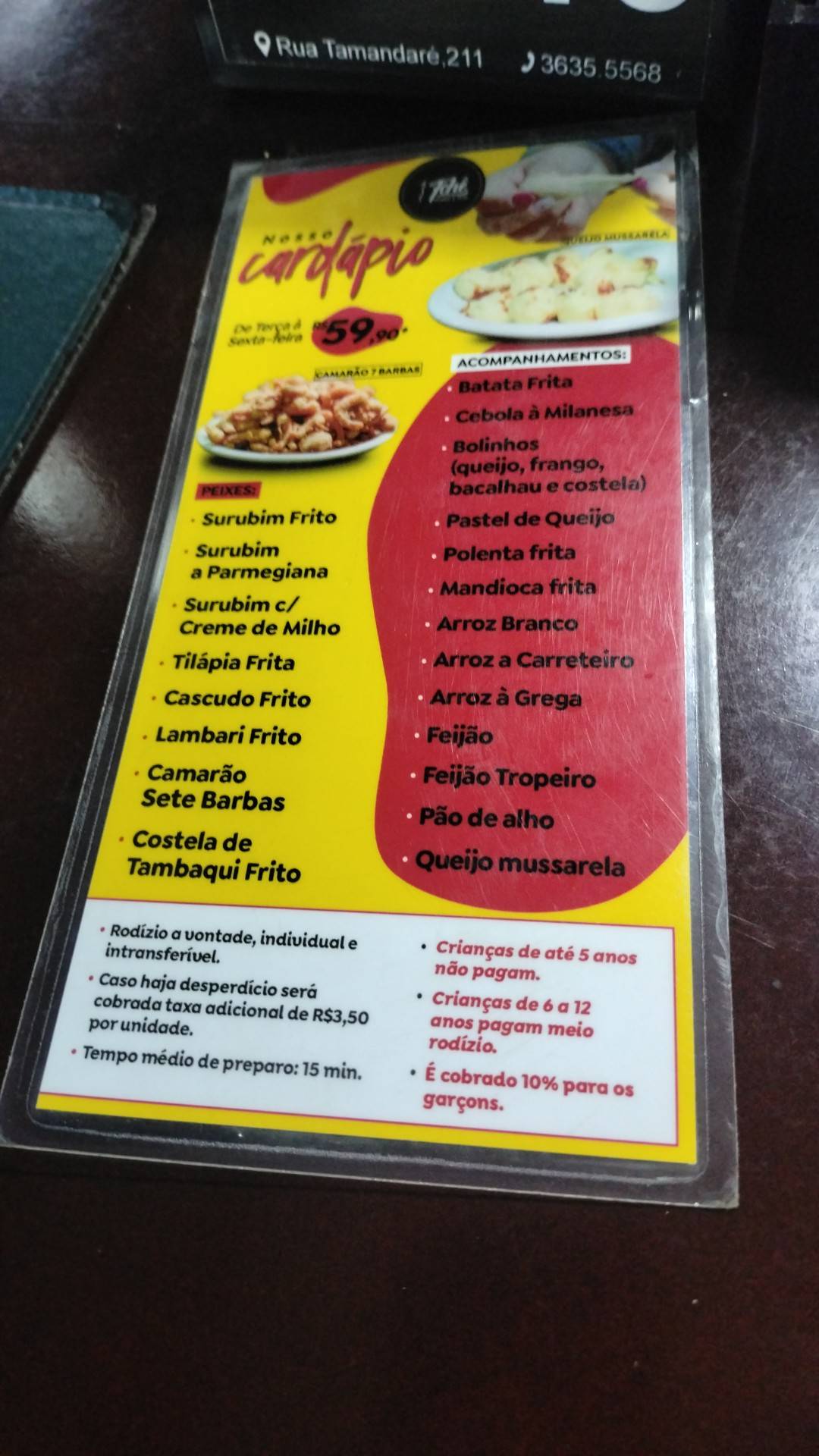 Tche Picanha e Peixe cardápio