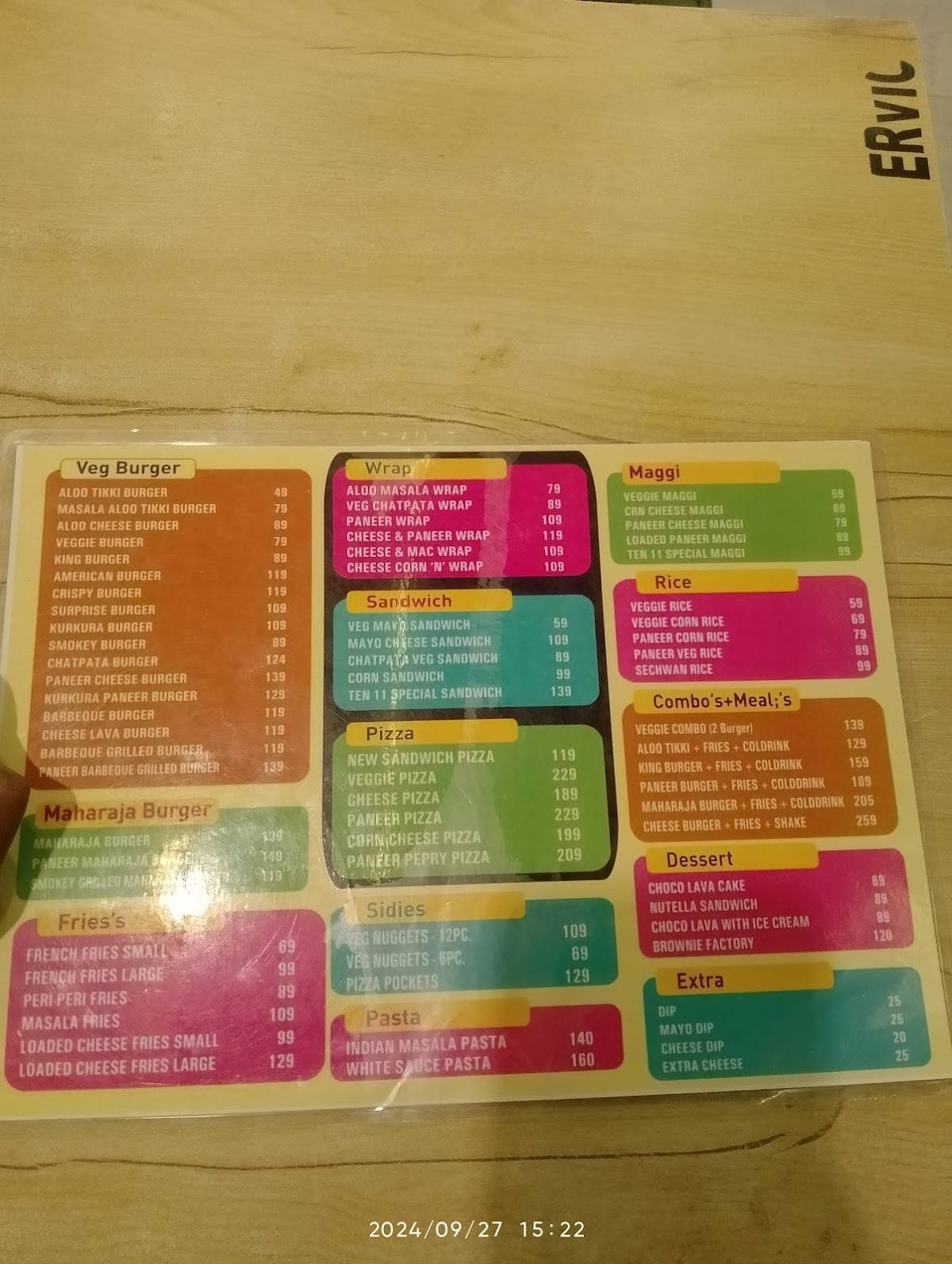 Ten11 menu