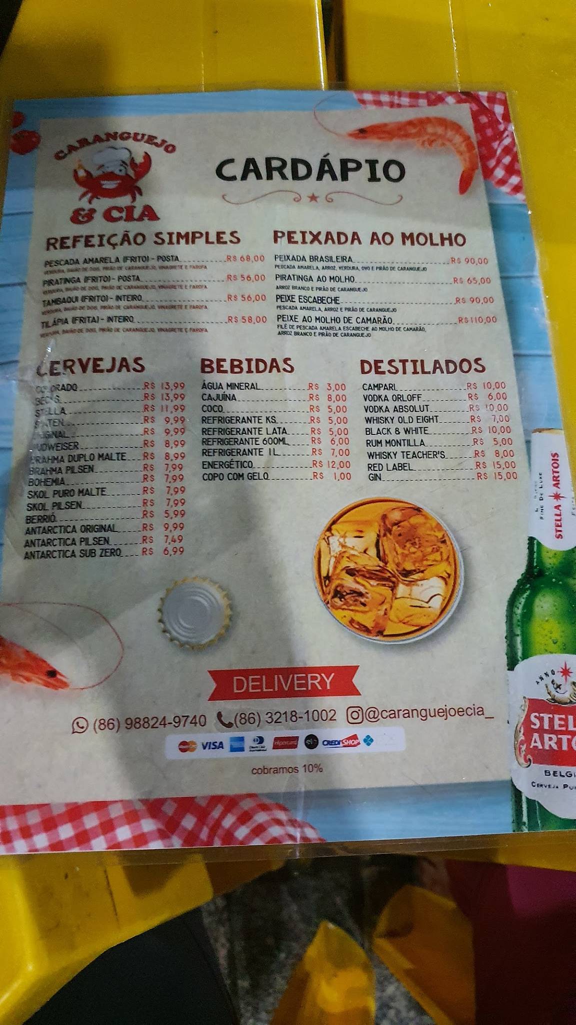 Carangueijo e CIA cardápio