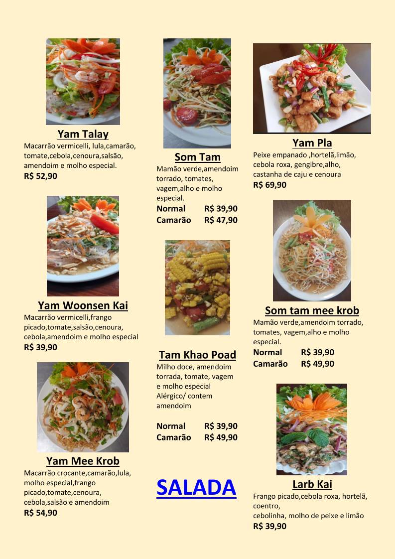 Thaifood Saúde cardápio