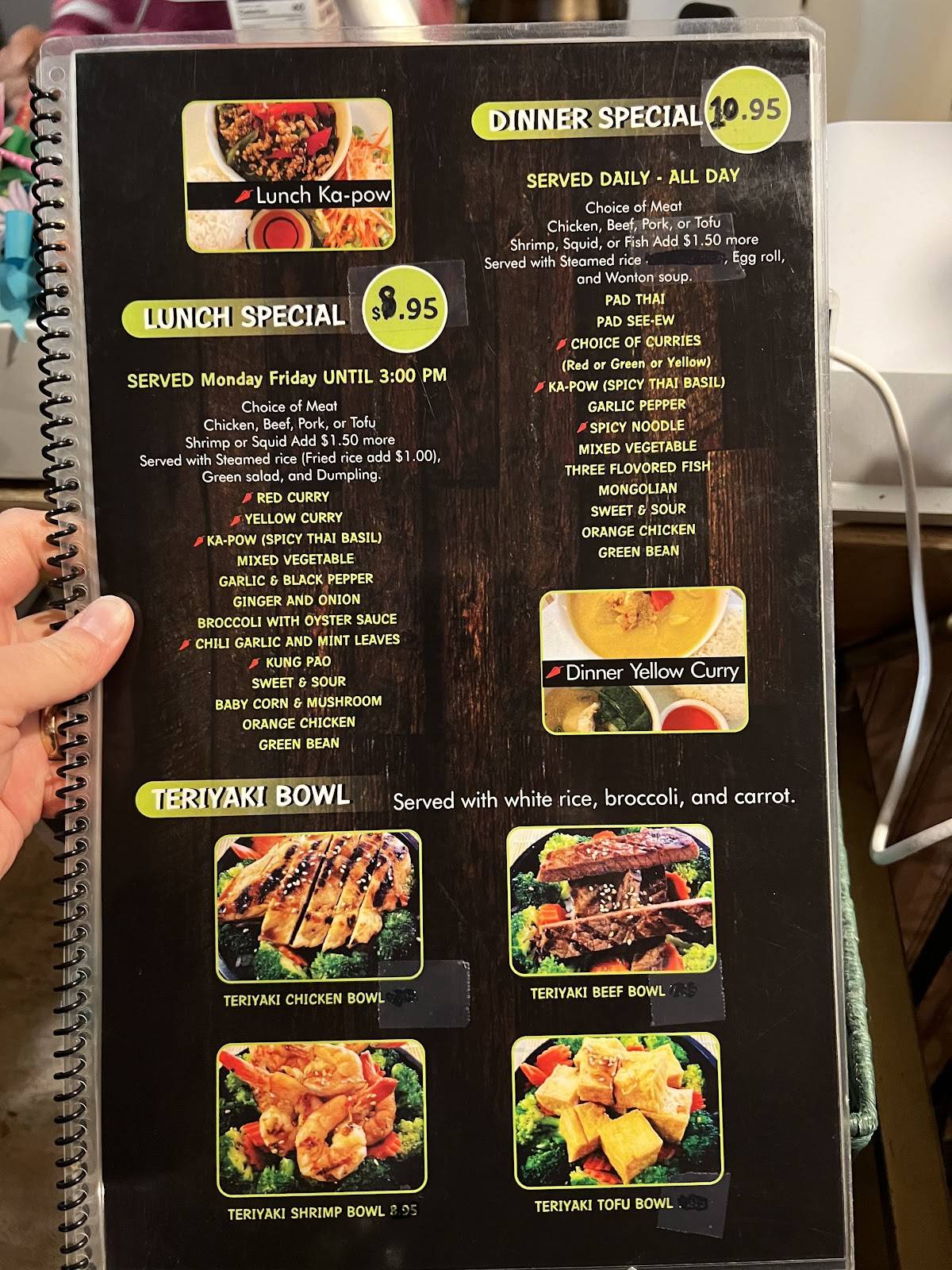 Menu at Thai Garden restaurant, Rosamond, Sierra Hwy