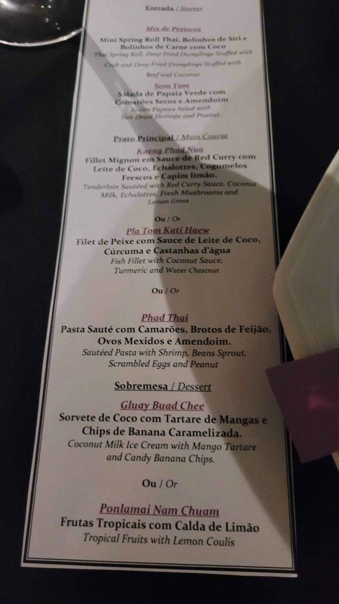 Thai Lounge Bar cardápio