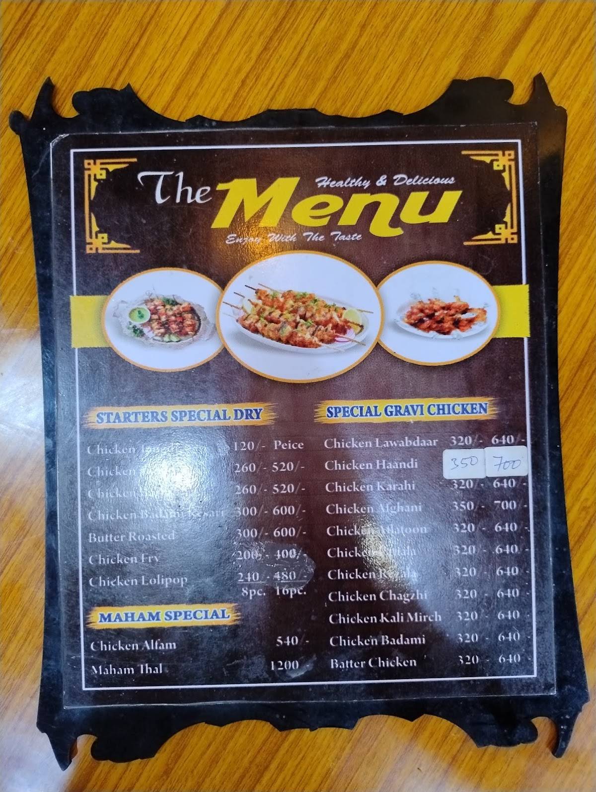 MAHAM CHICKEN TIKKA menu