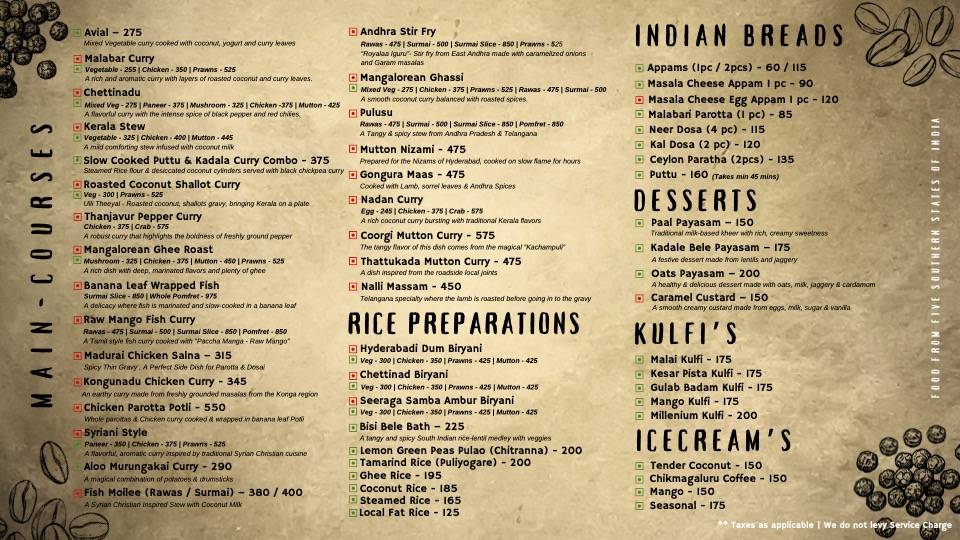 Thangabali - Mahim menu