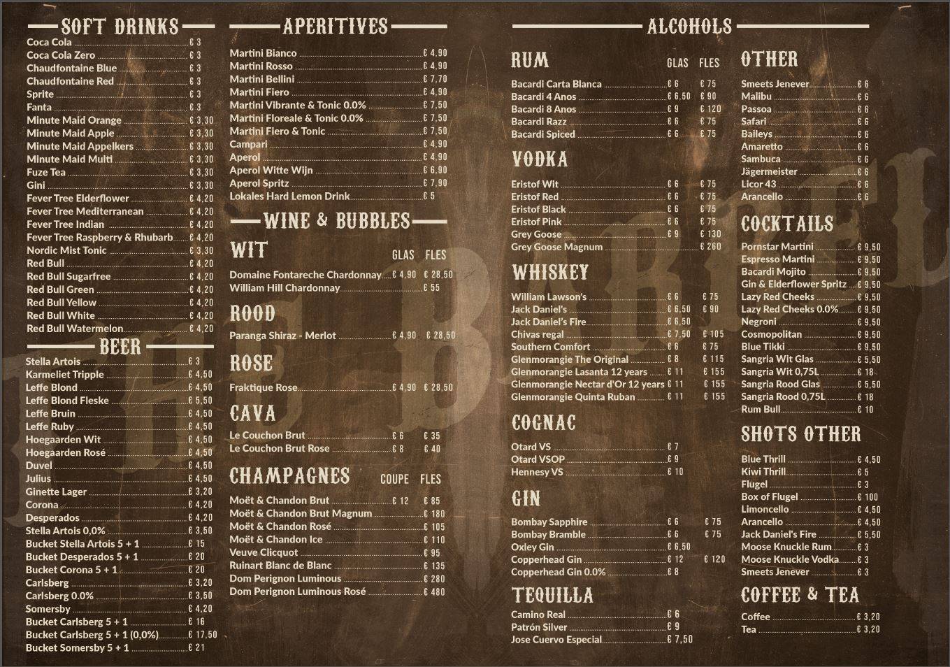 Menu de The Barrel - Hasselt
