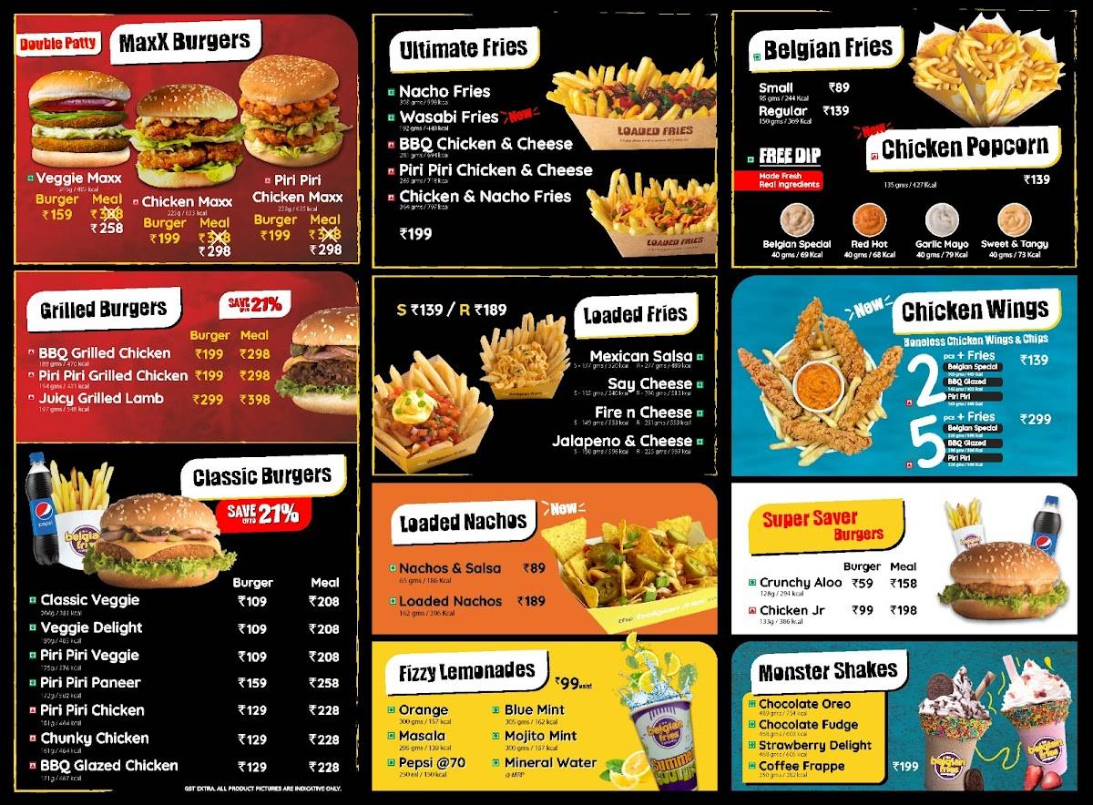 The Belgian Fries Co - Burgers & Fries menu