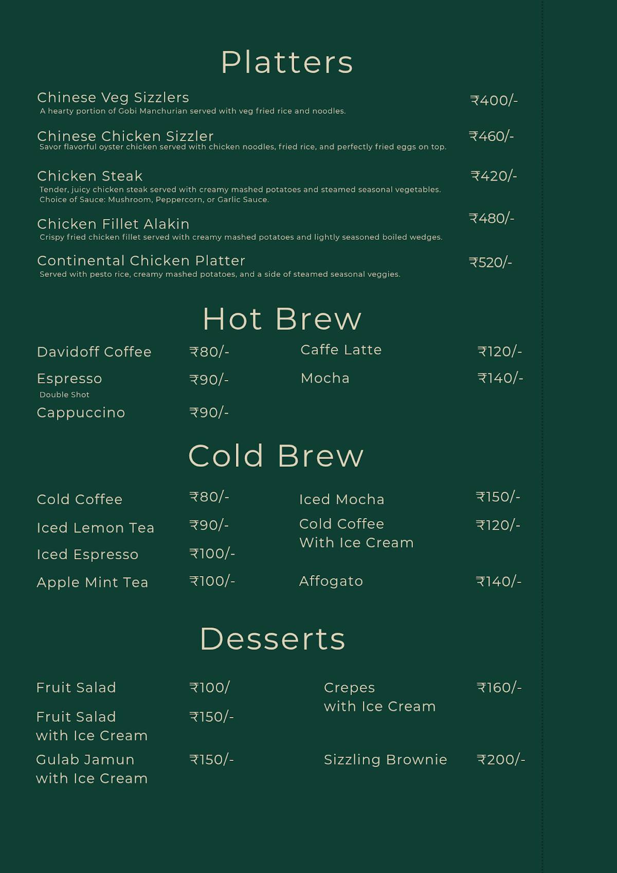 The Bridge Resto Cafe menu
