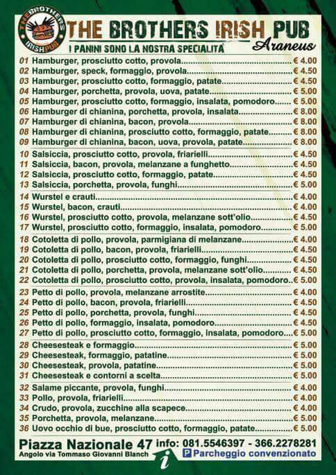 Menu di Palazzo Fuga 