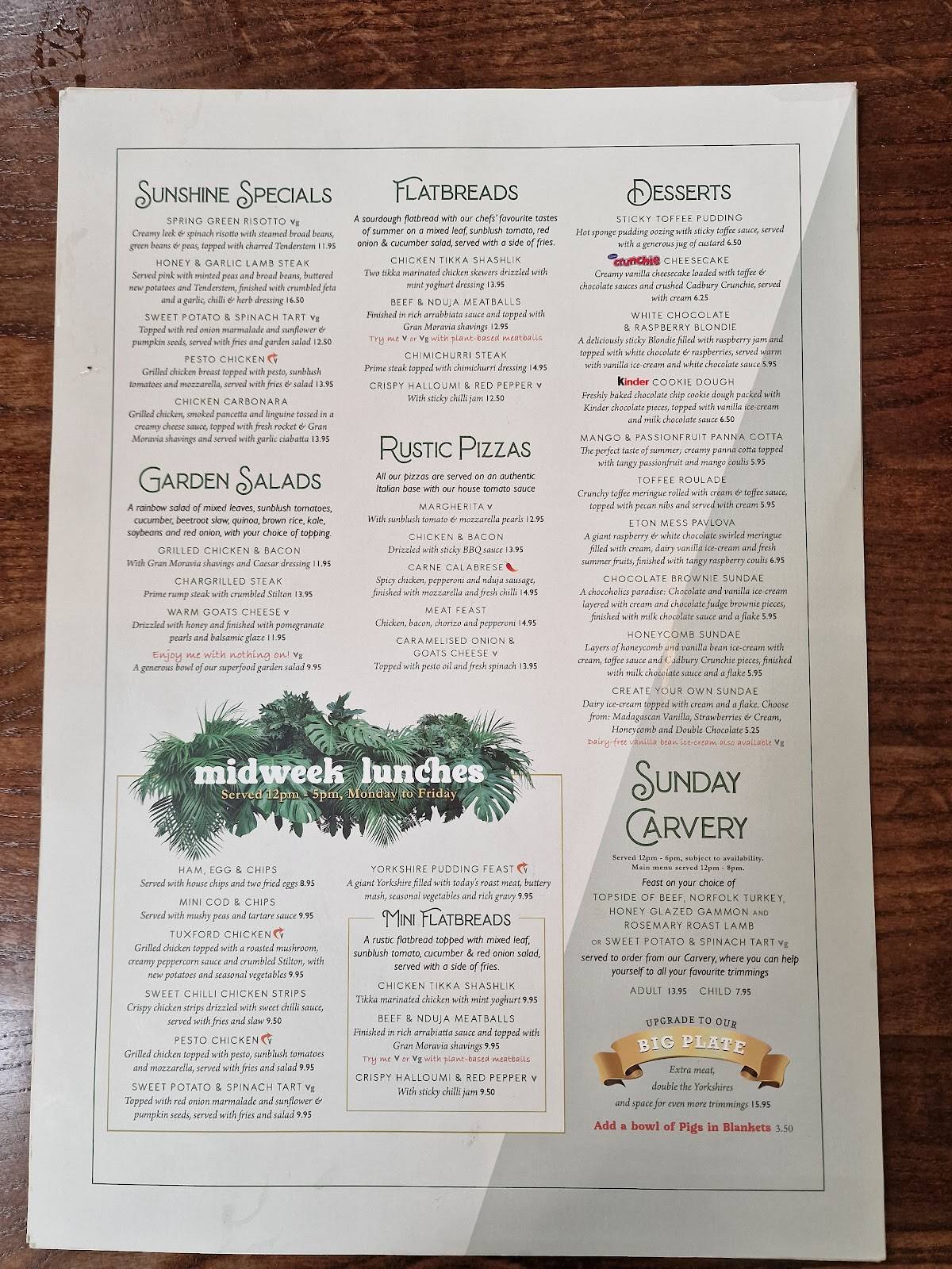 Menu at The Bull at Broughton Astley pub & bar, Leicester