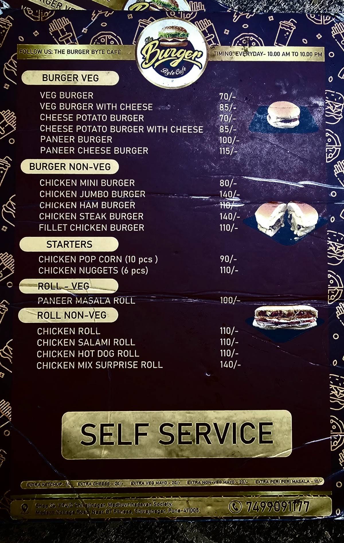 The Burger Byte Cafe menu