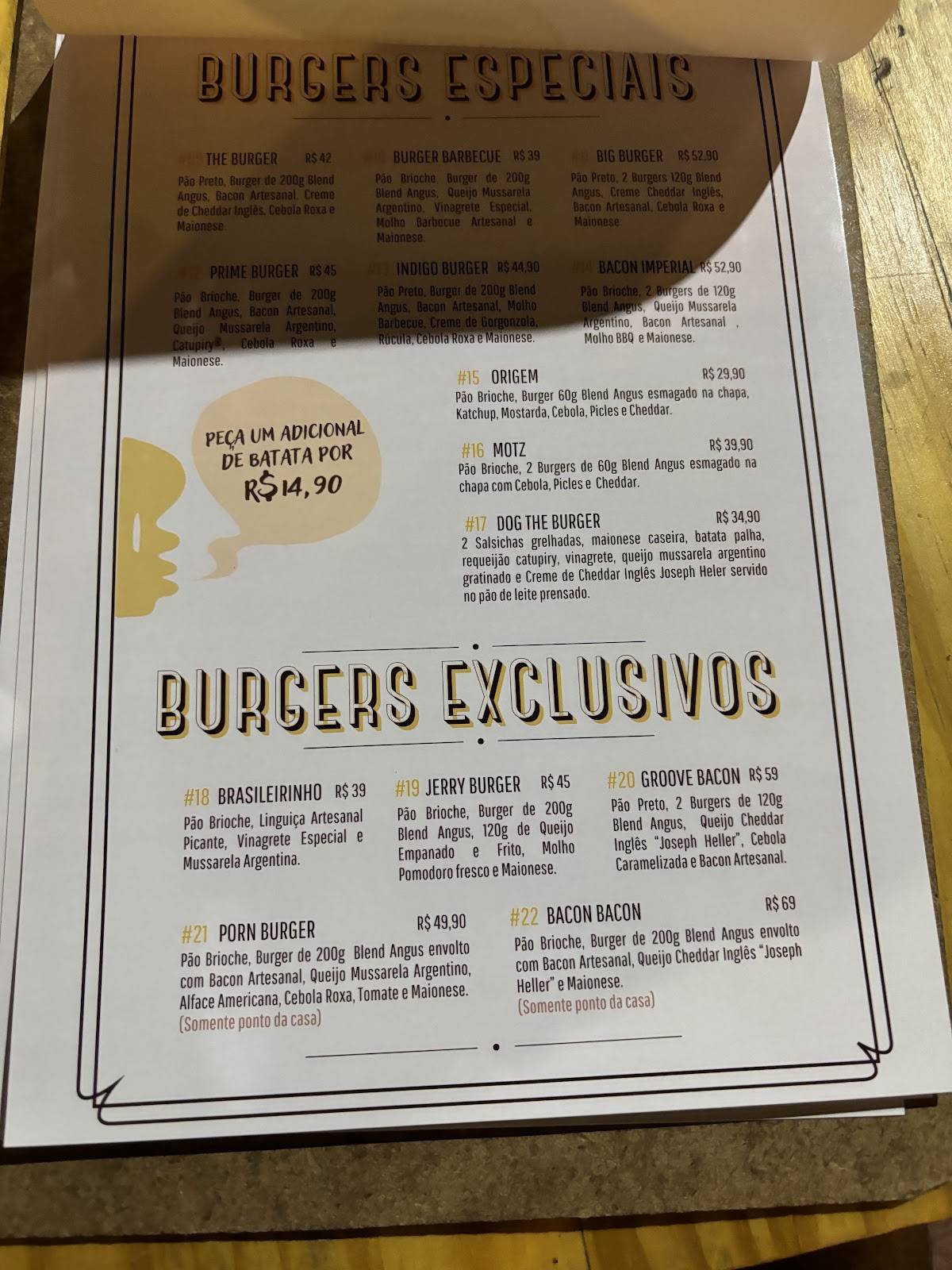 The Burger cardápio