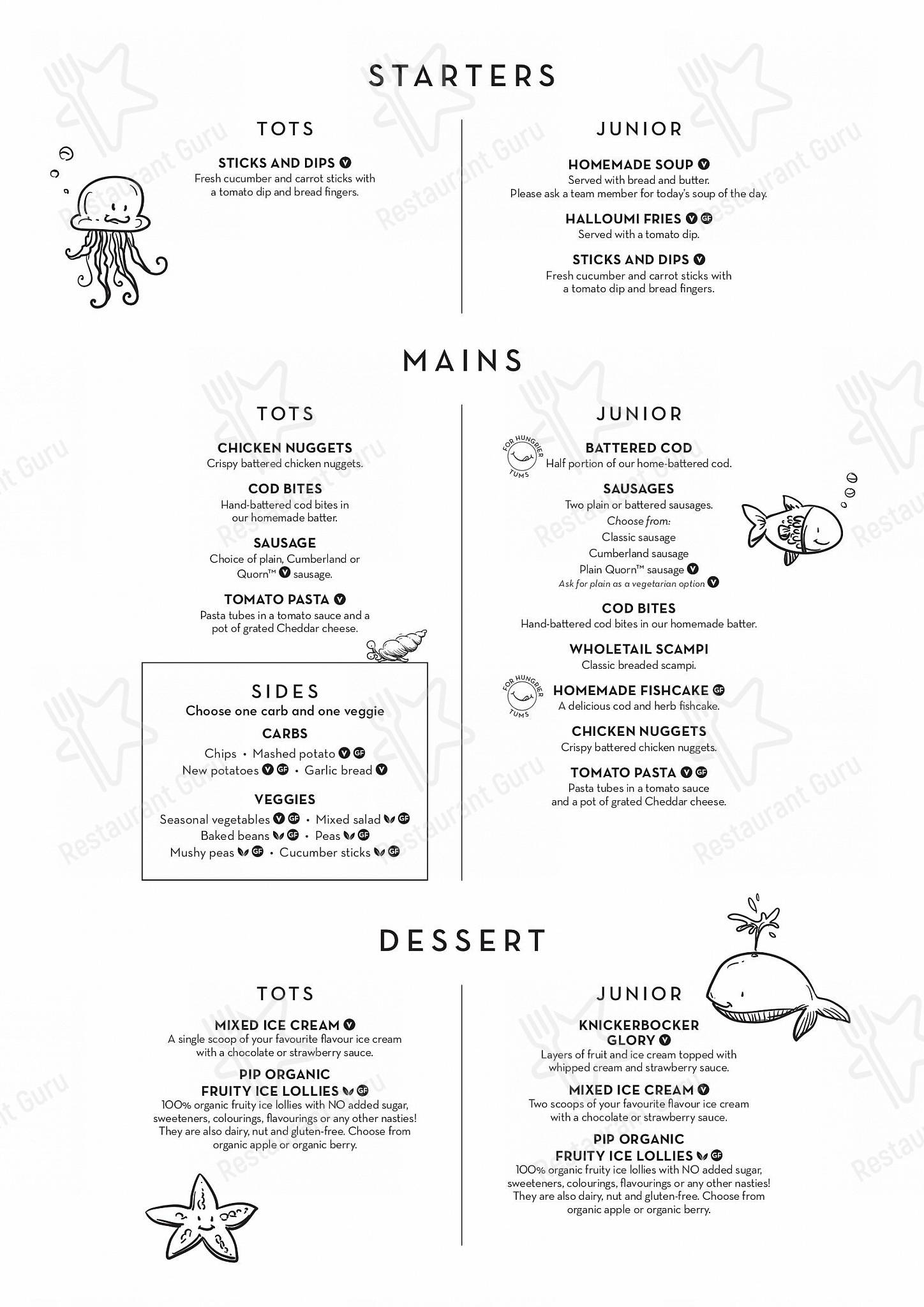 Menu at The Diner - Butlins restaurant, Bognor Regis