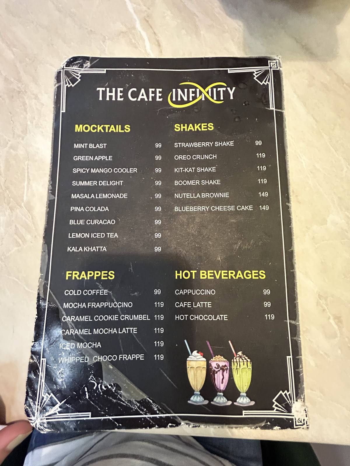 The Cafe Infinity menu