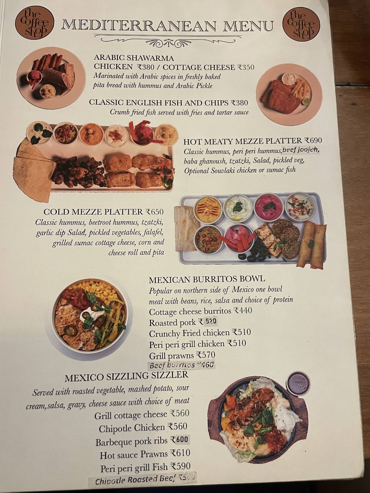 The Coffee Shop menu