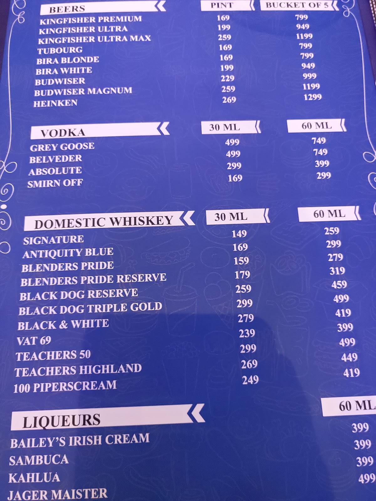 The Corner Lounge menu