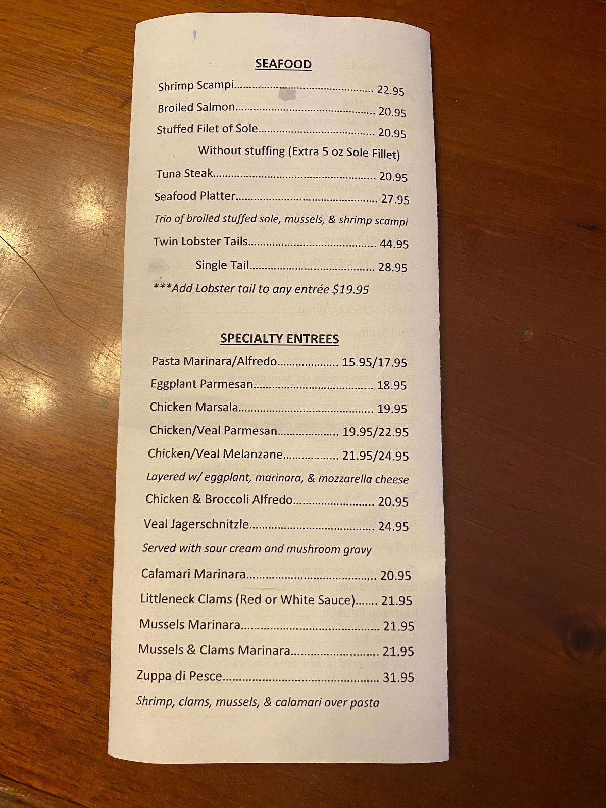 Menu at The Erie Hotel & Restaurant, Port Jervis