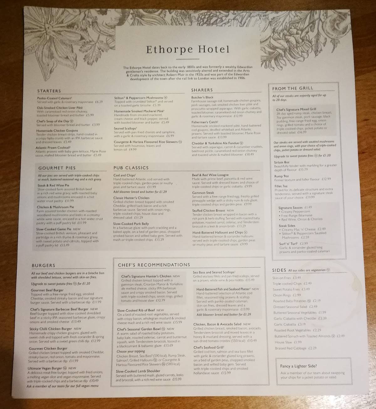 Menu at The Ethorpe pub & bar, Gerrards Cross