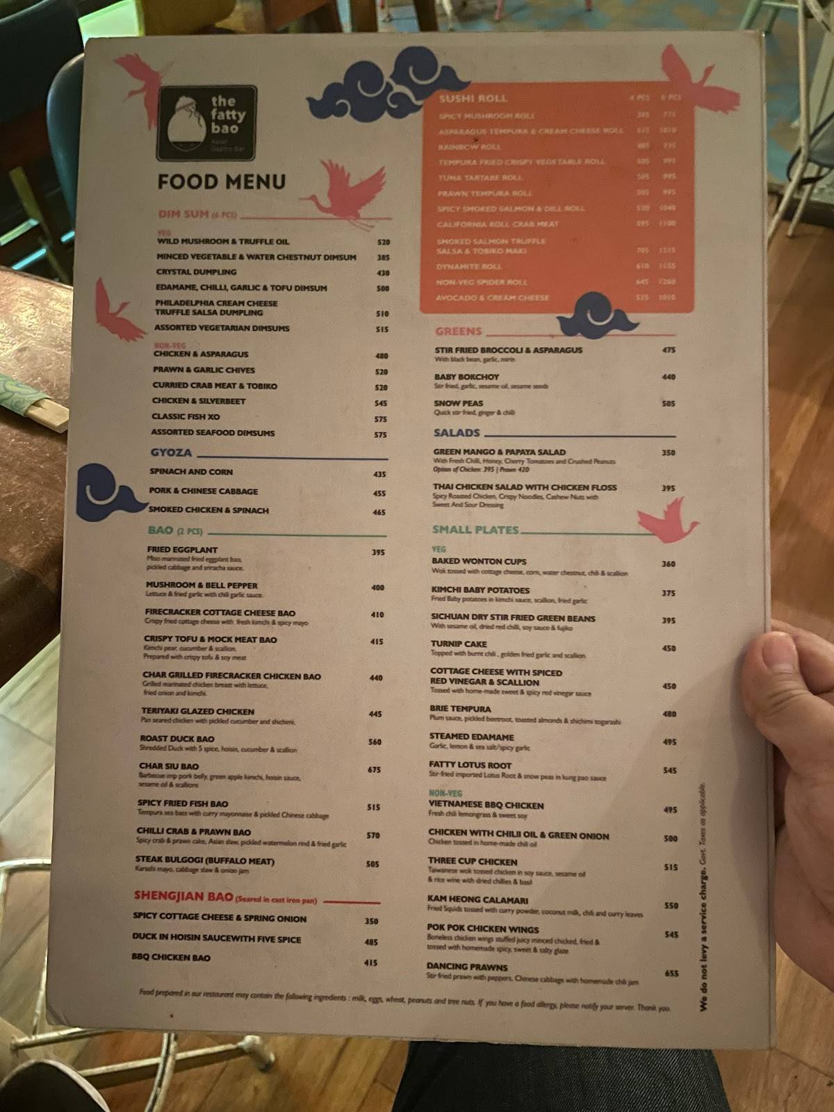 The Fatty Bao menu