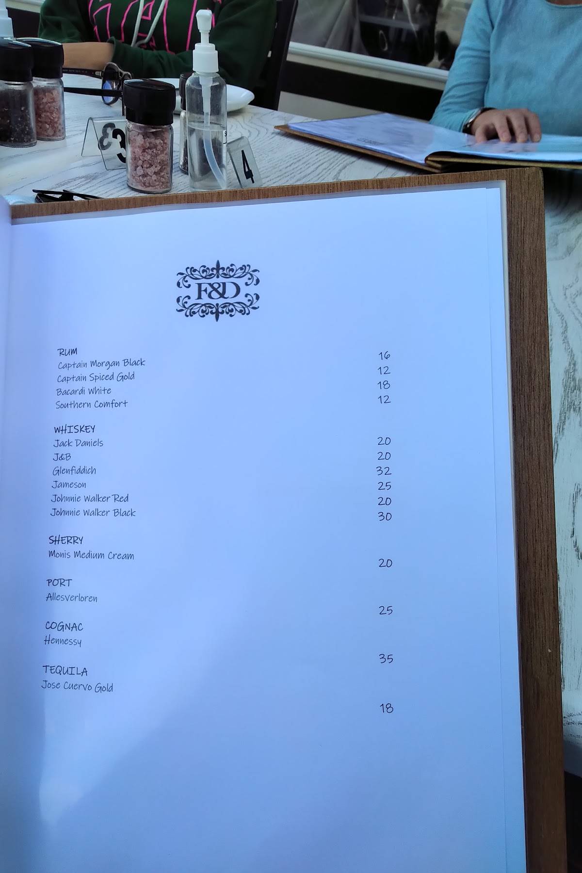 Menu at The Fork & Dagger restaurant, Grahamstown