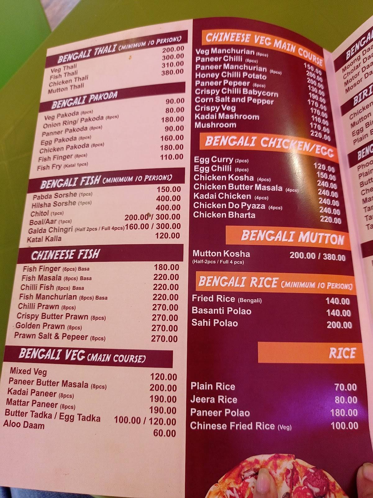 The Gallery Cafe menu