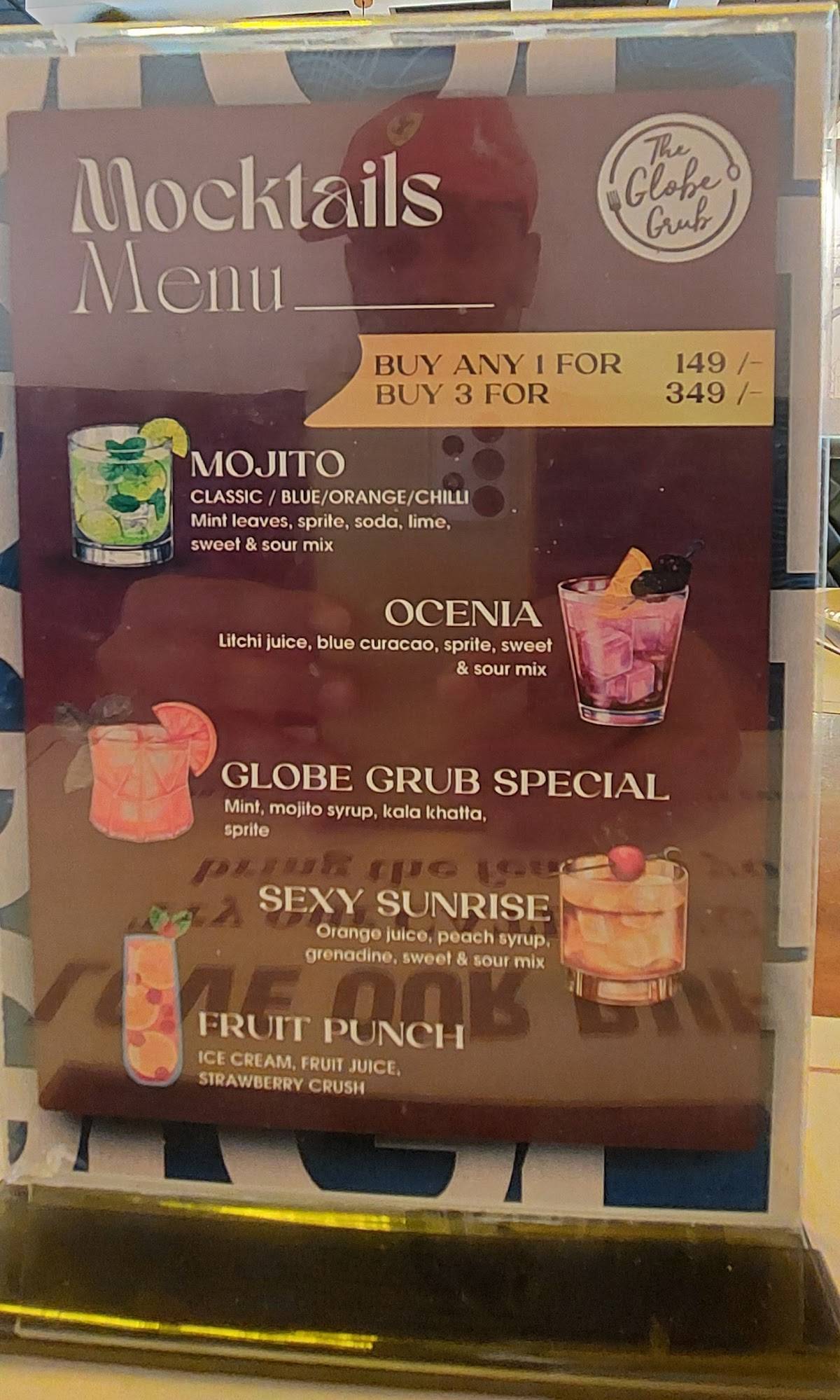 The Globe Grub menu