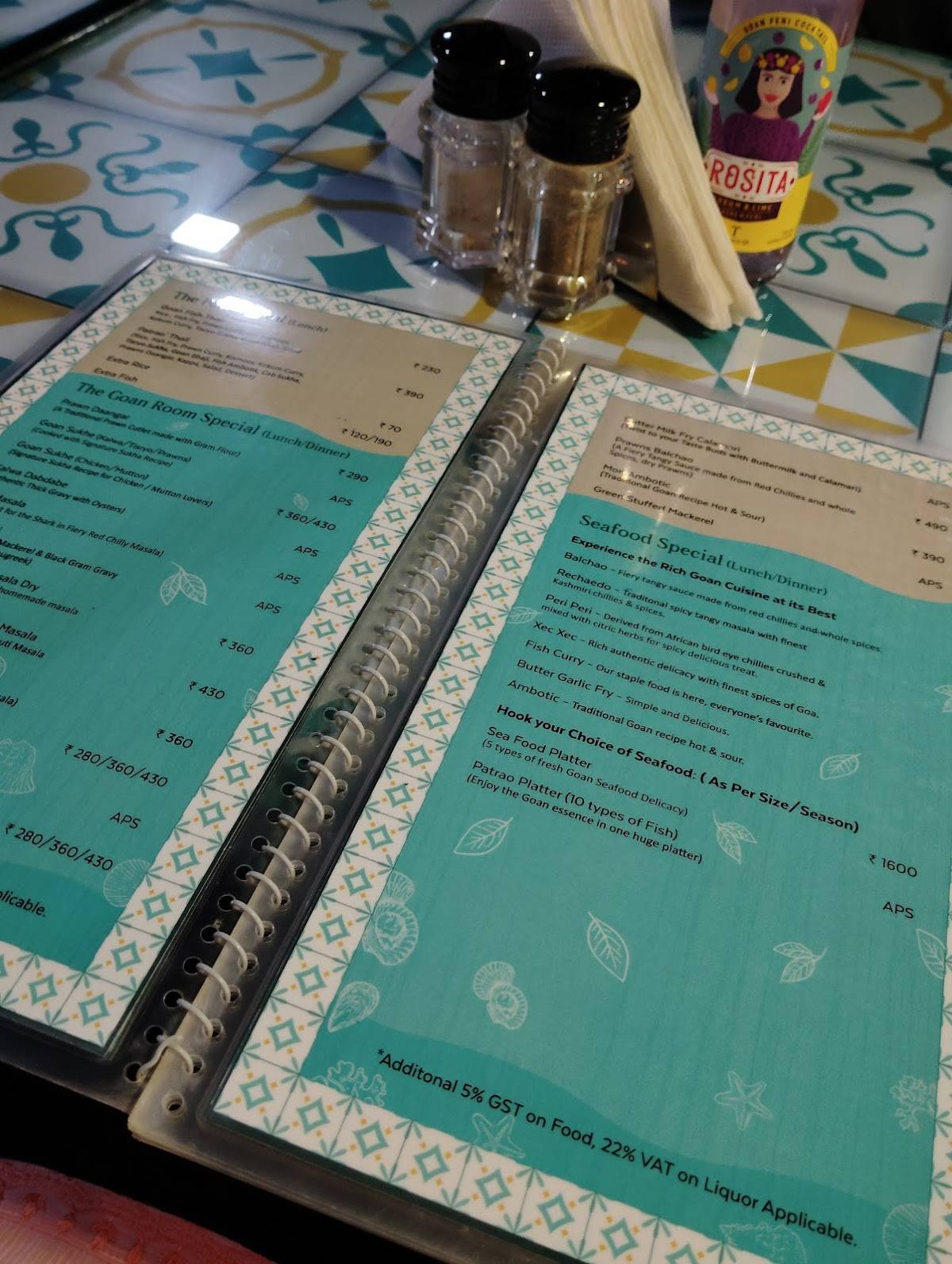 The Goan Room menu