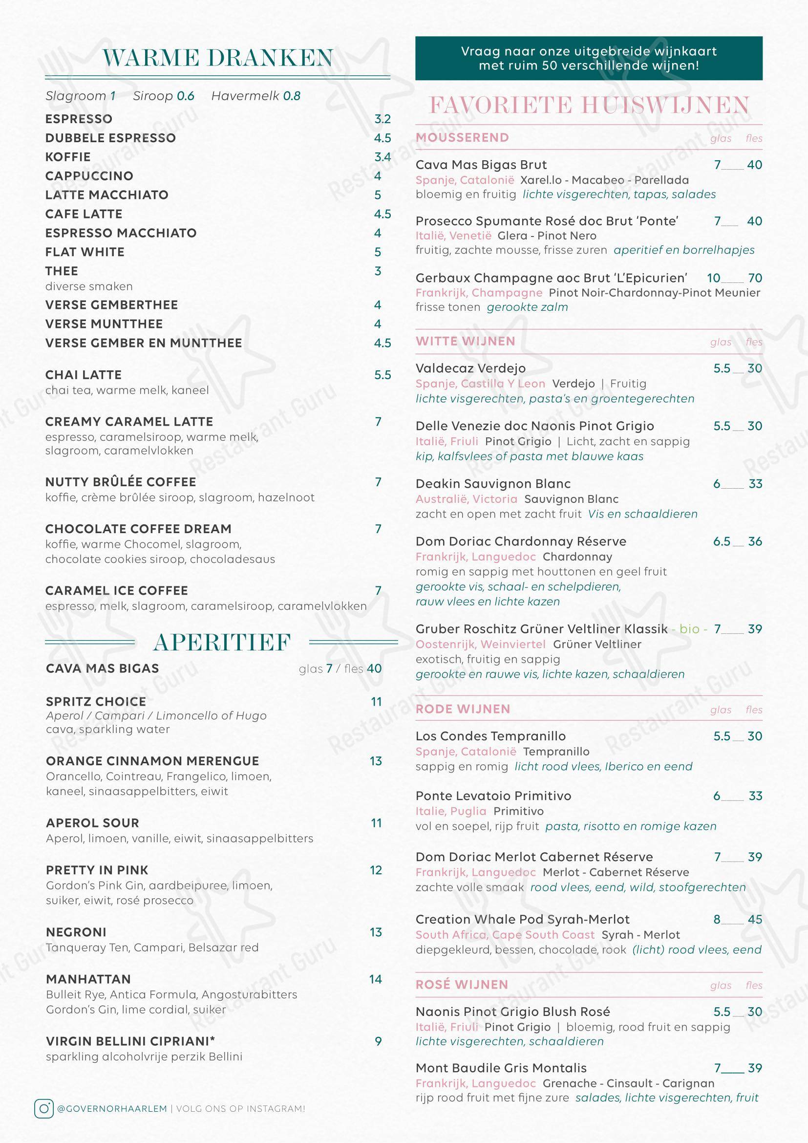 Menu bar pour The Governor dans Haarlem
