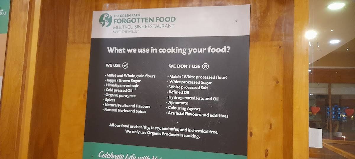 The GreenPath Organic Restaurant menu