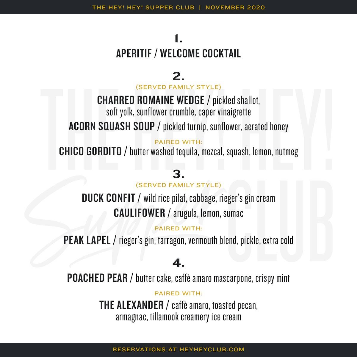 Menu at The Hey! Hey! Club, Kansas City