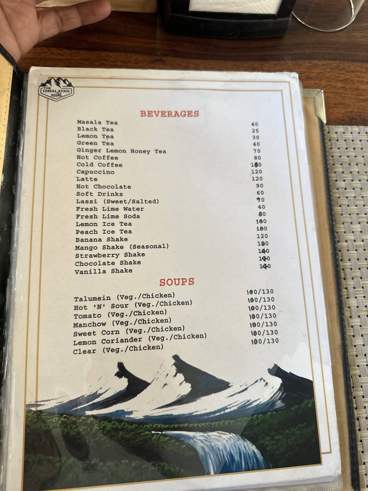 The Himalayan Roots menu