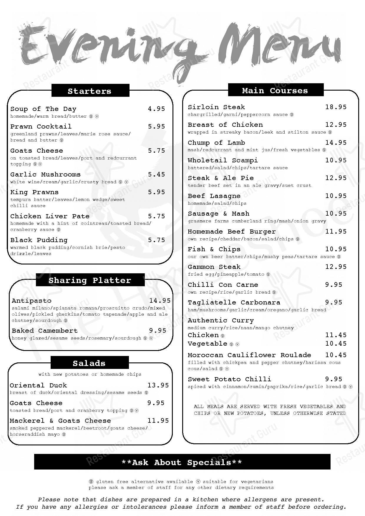 Menu at The Horseshoe pub & bar, Bourne