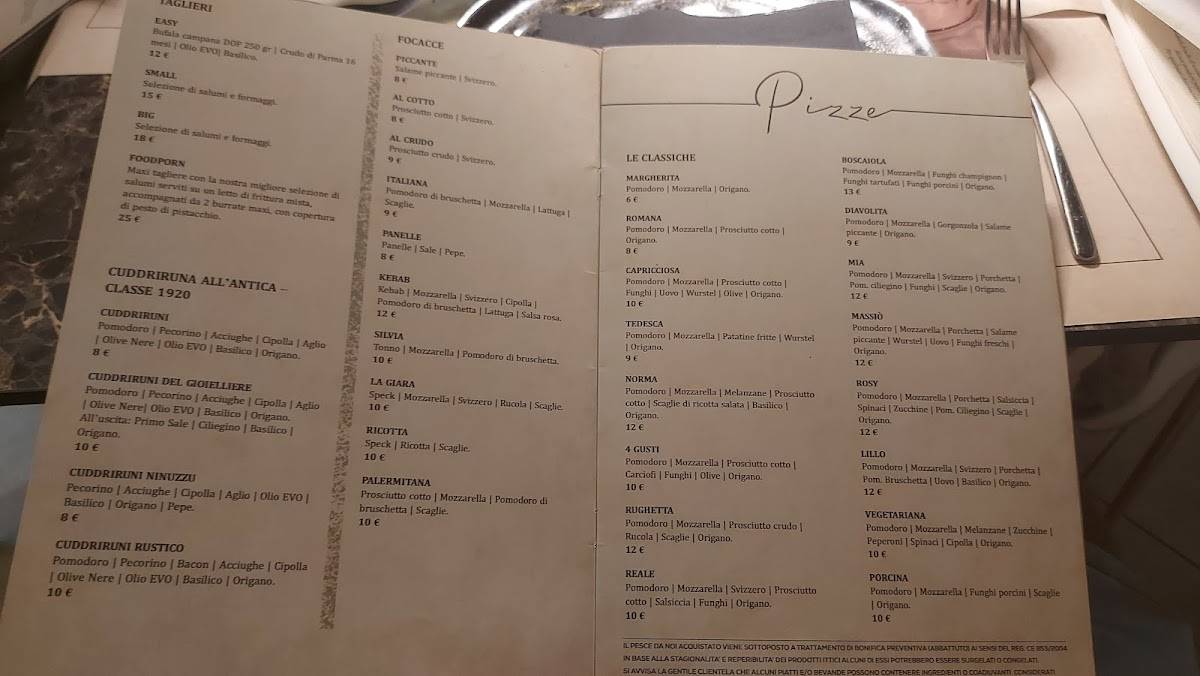 Menu di La Giara 