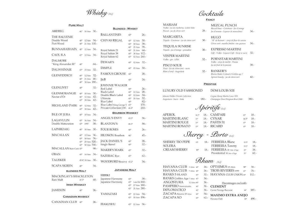 Menu de The Leopard Room Bar & Lounge