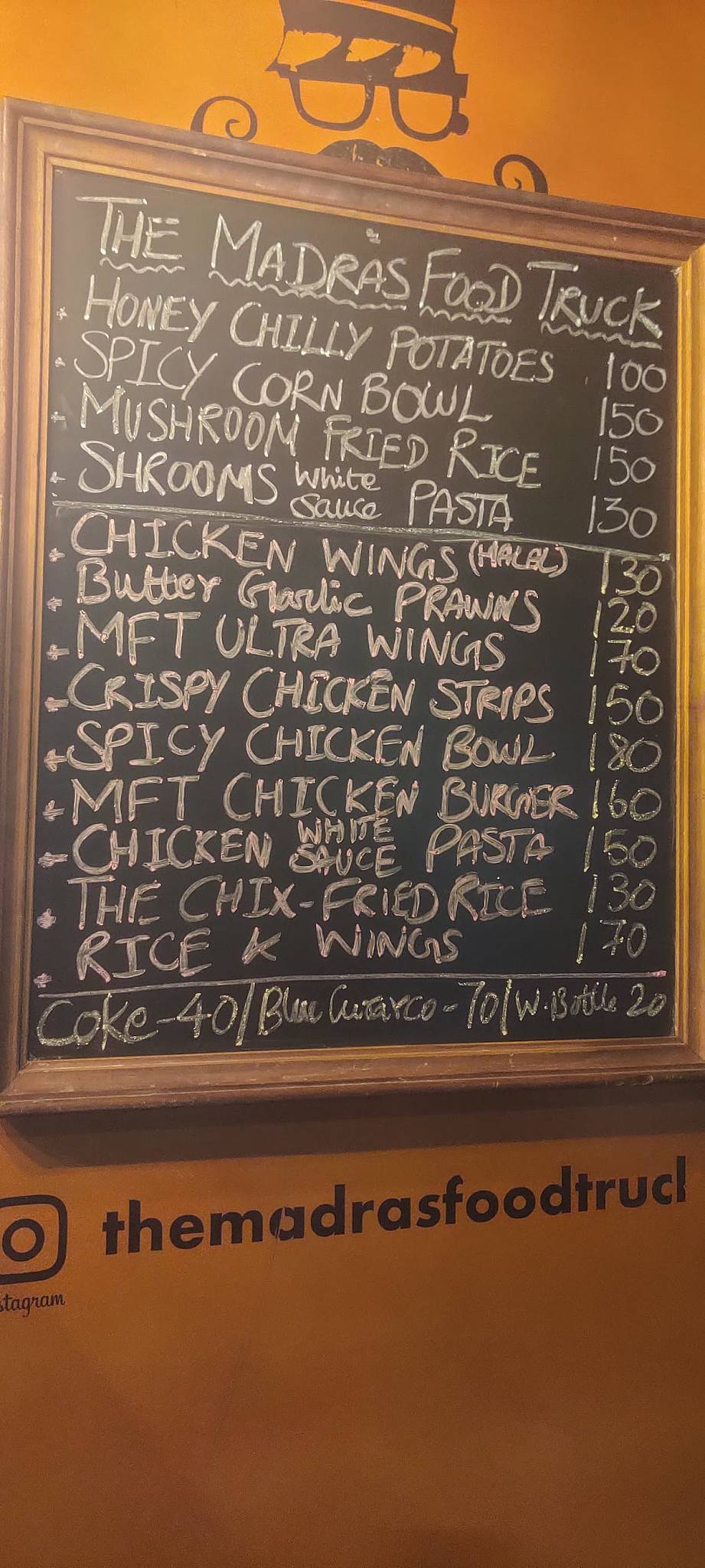 The Madras Food Truck menu