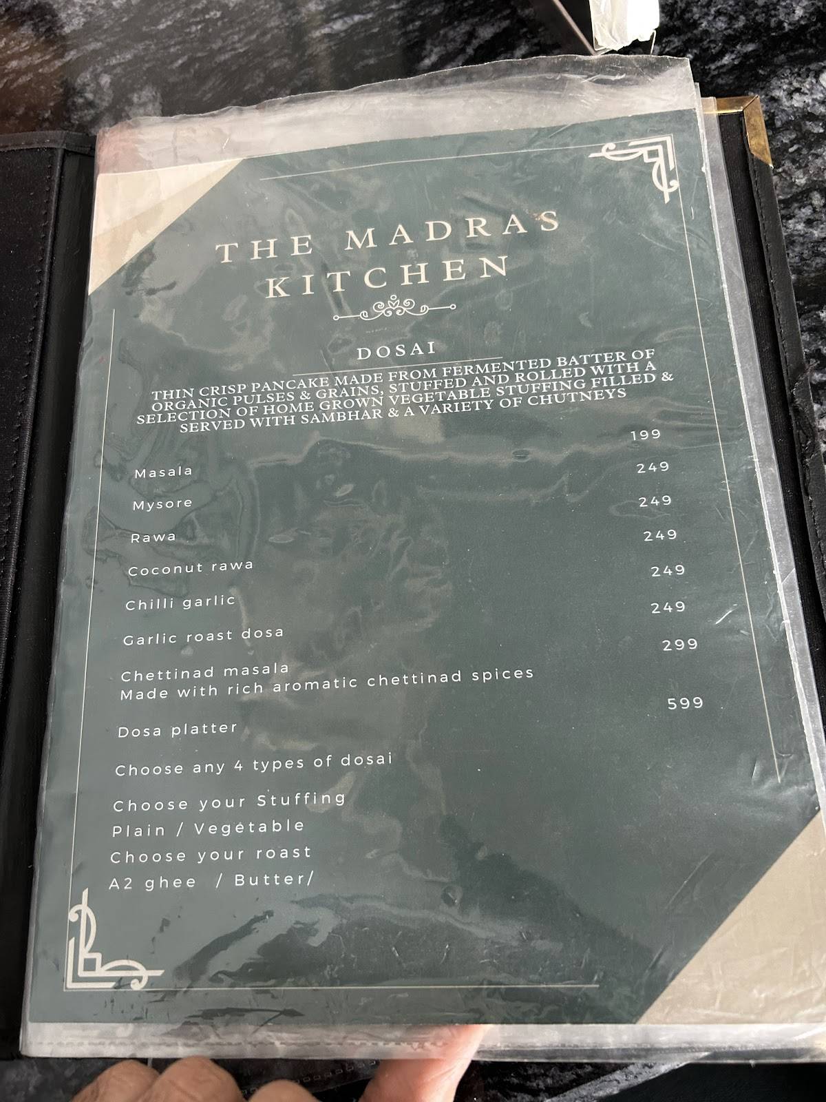 The Madras Kitchen menu