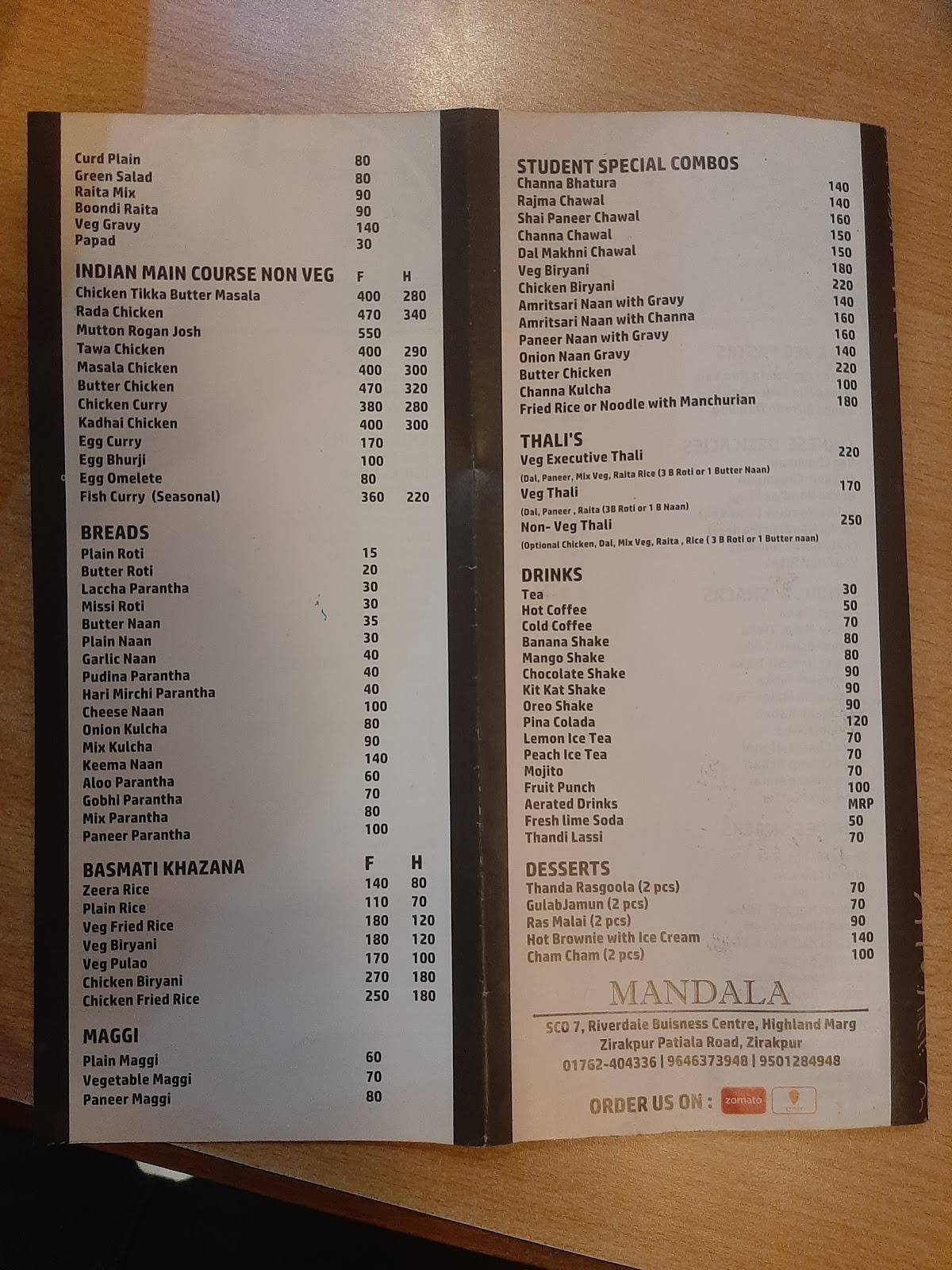 The Mandala menu