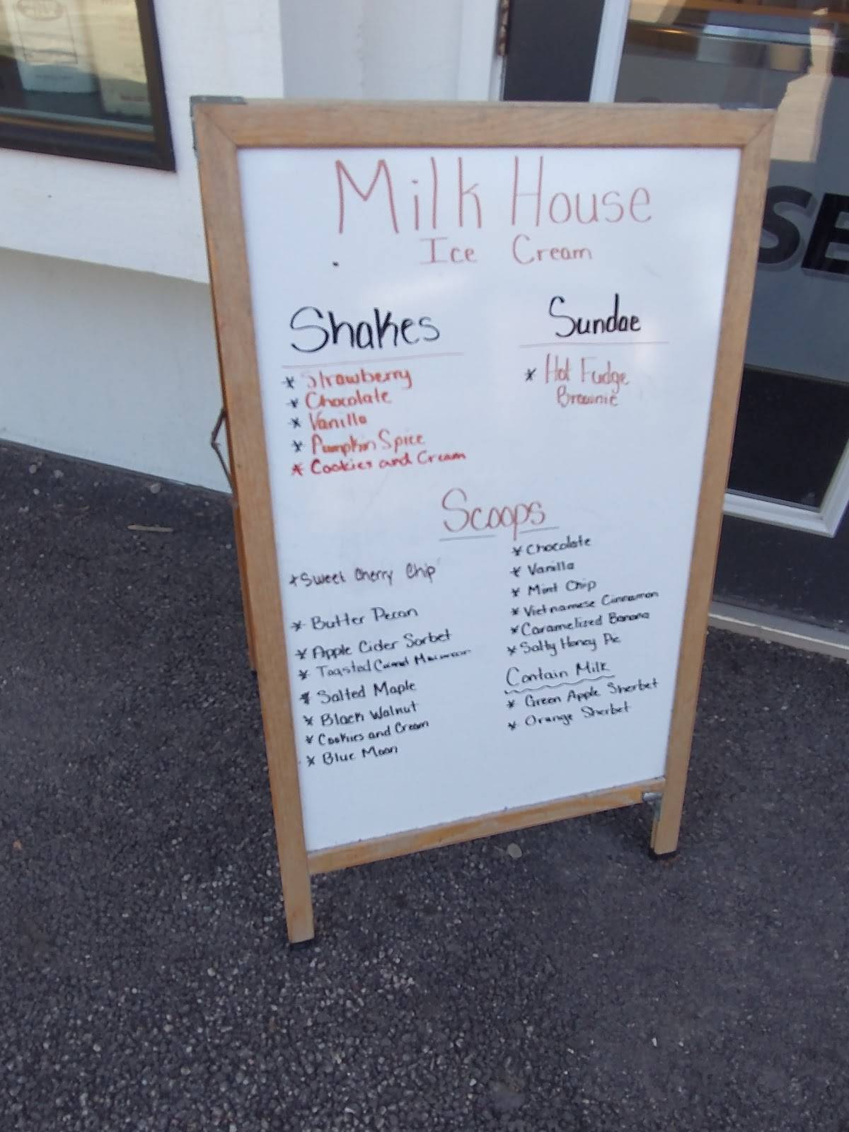 Menu at The Milk House Ice Cream, Pingree Grove