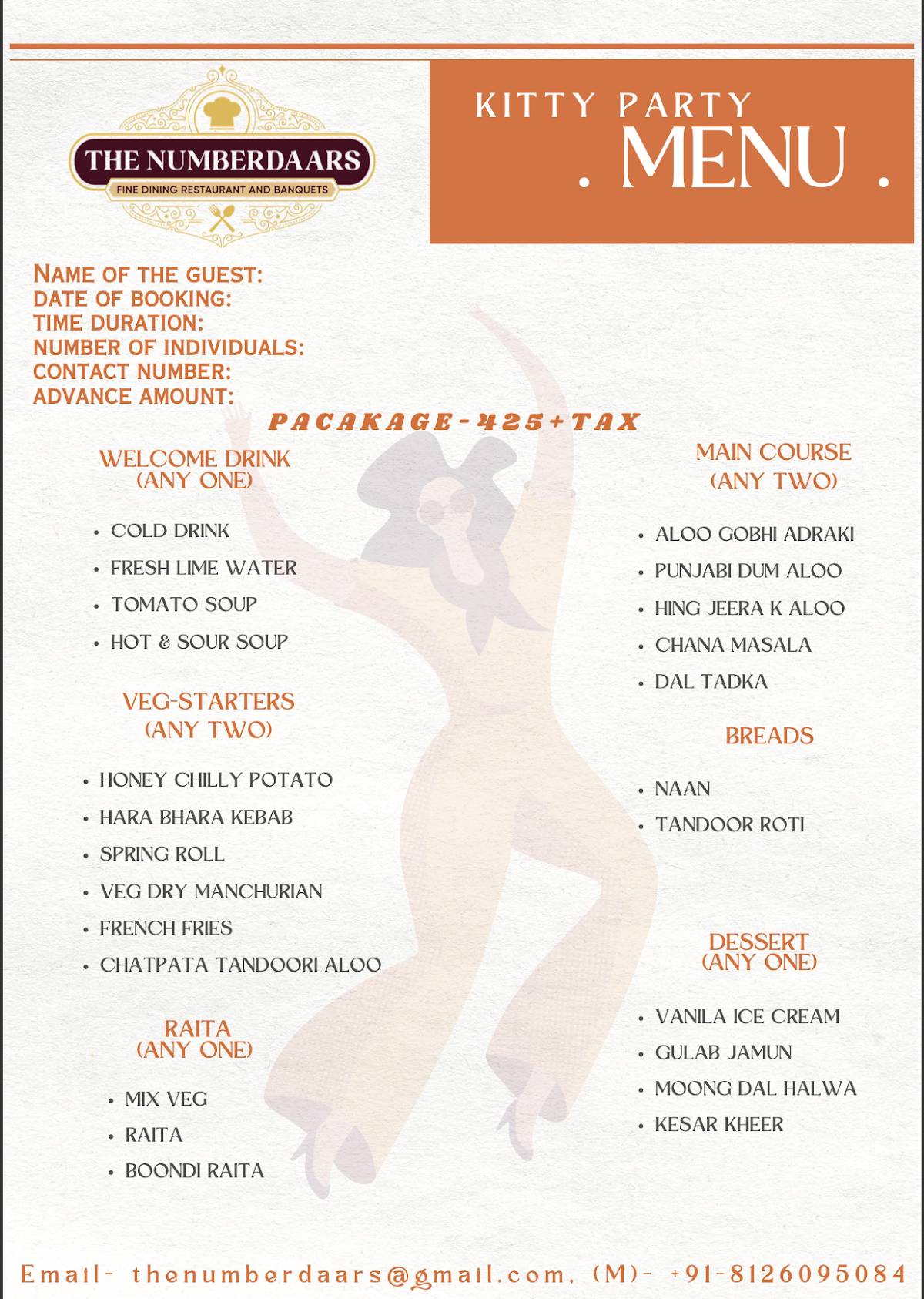 The Numberdaars menu