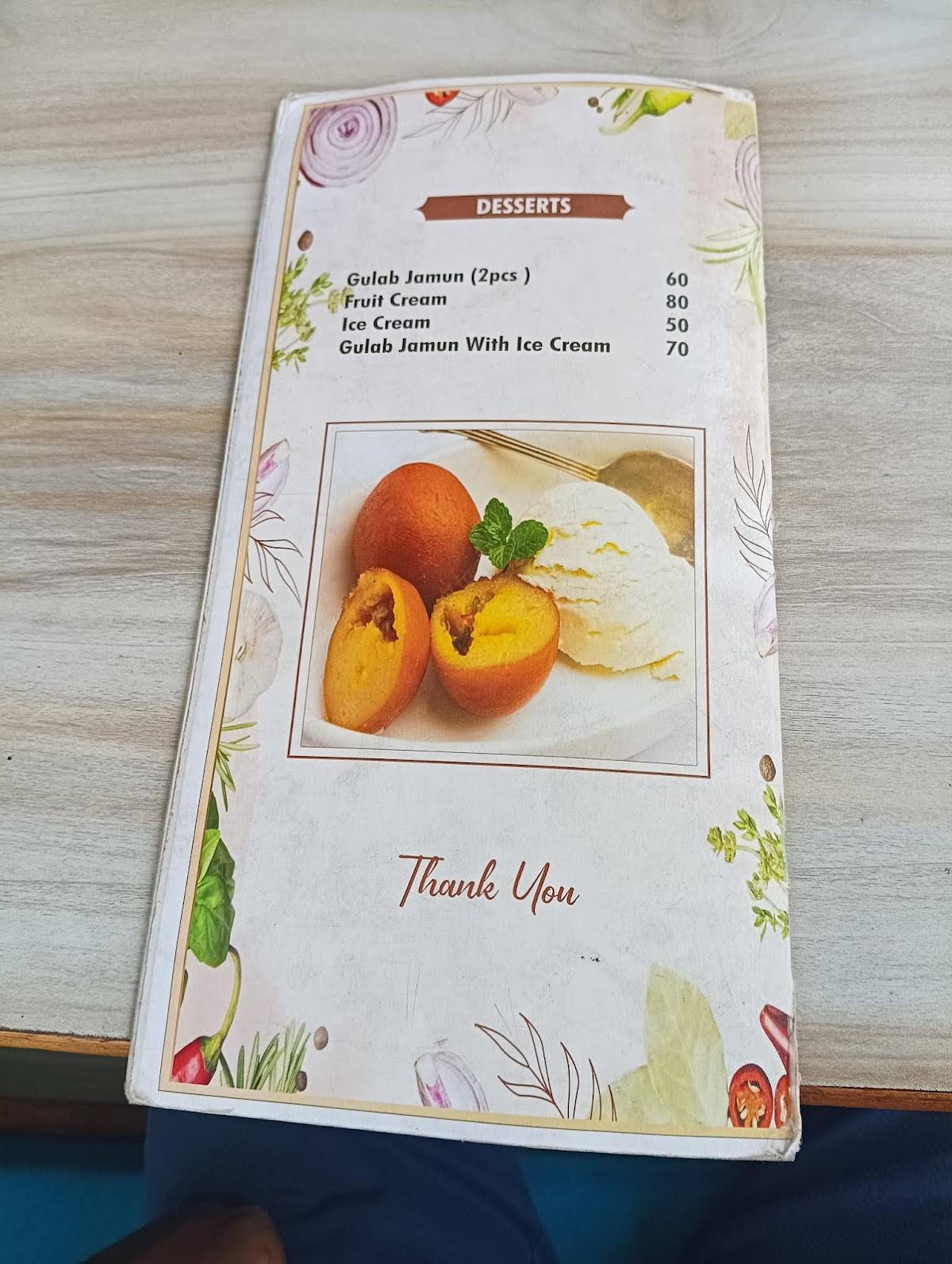The Oak Restaurant menu