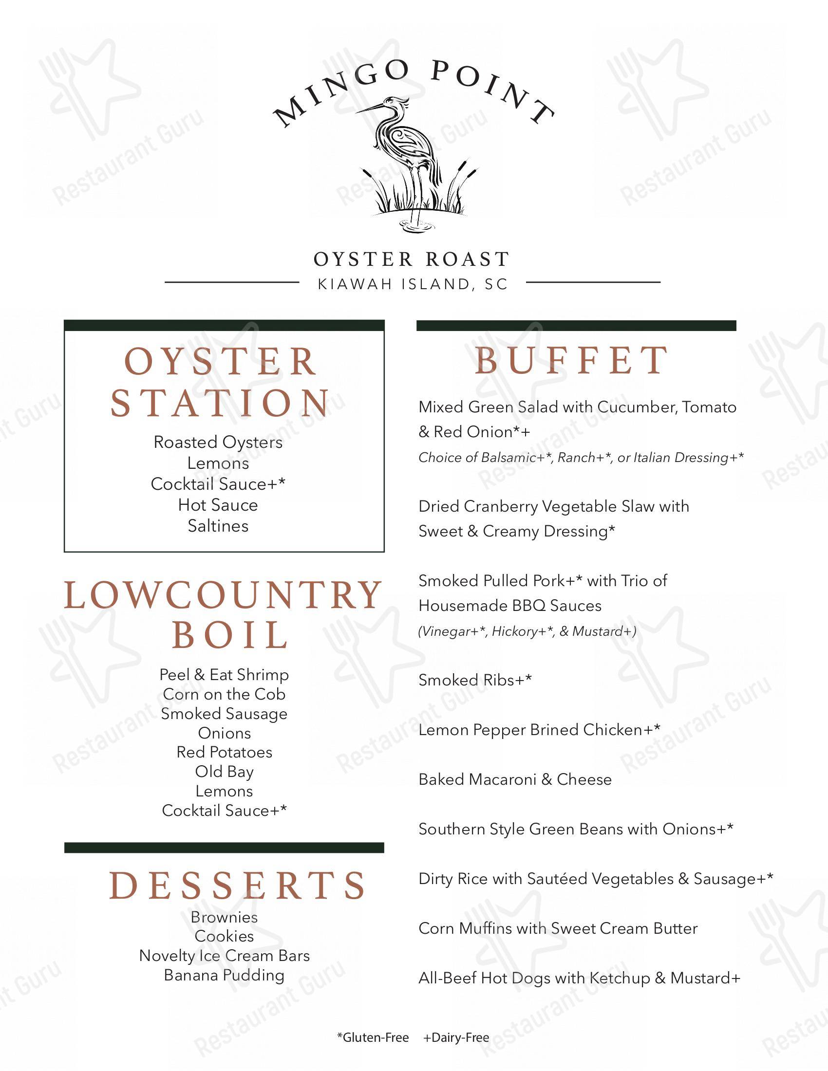 Menu at The Ocean Room BBQ, Kiawah Island