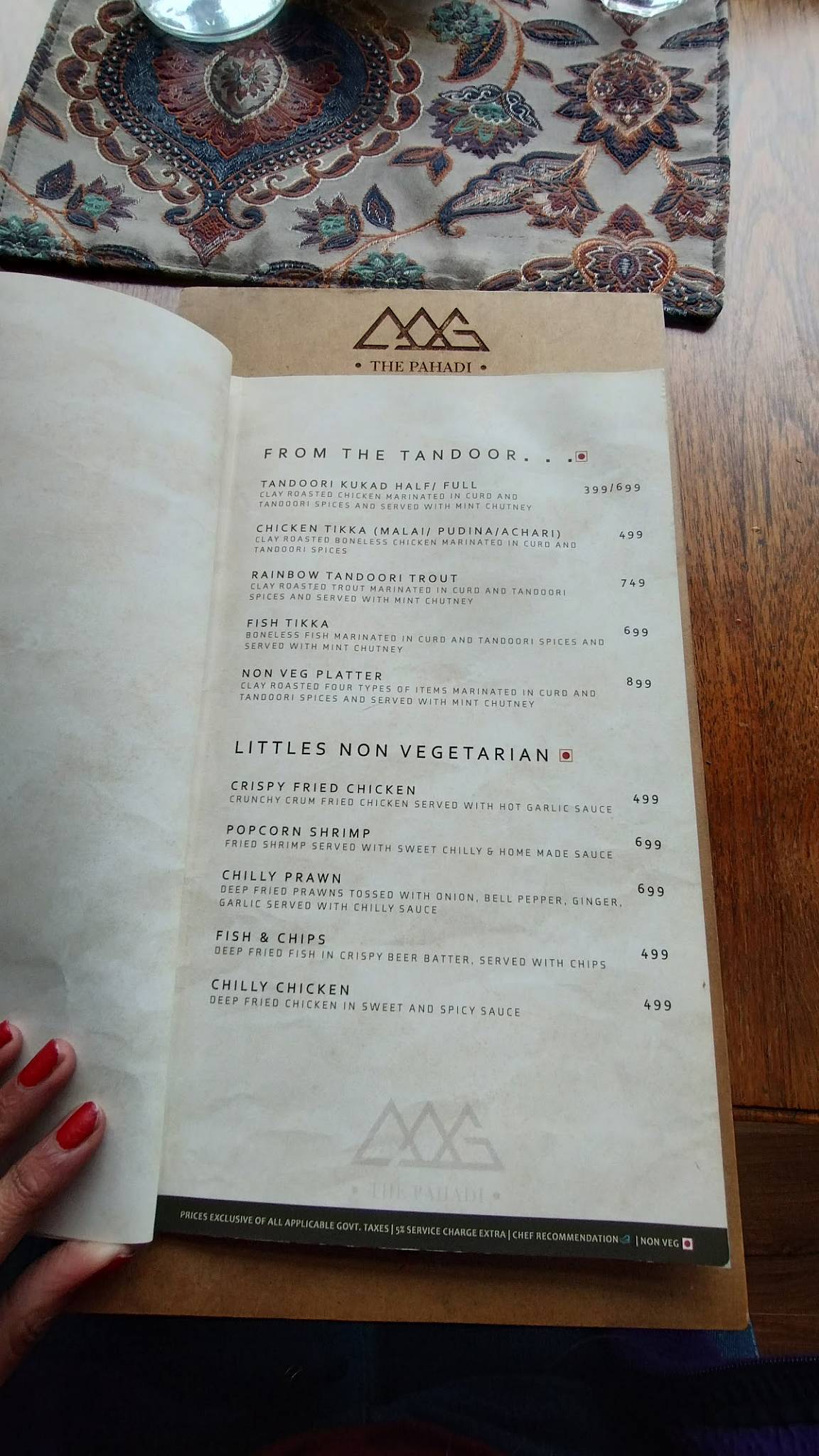 The Pahadi Cafe menu