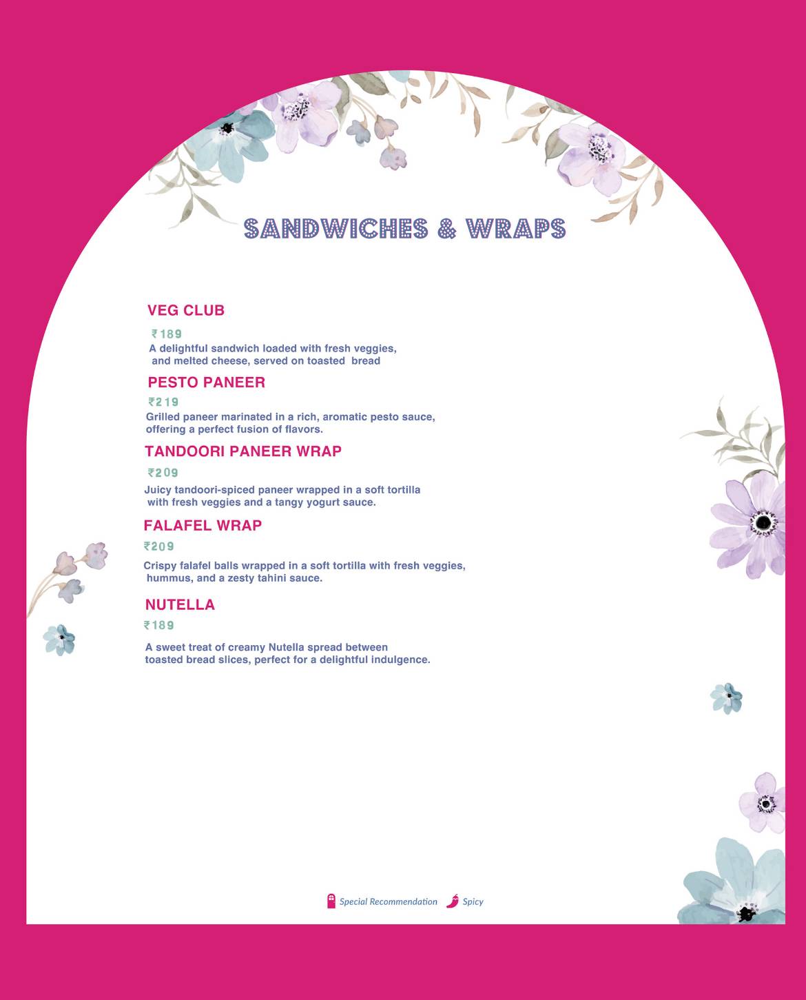 The Pink Door restaurant , Kudasan, Gandhinagar menu