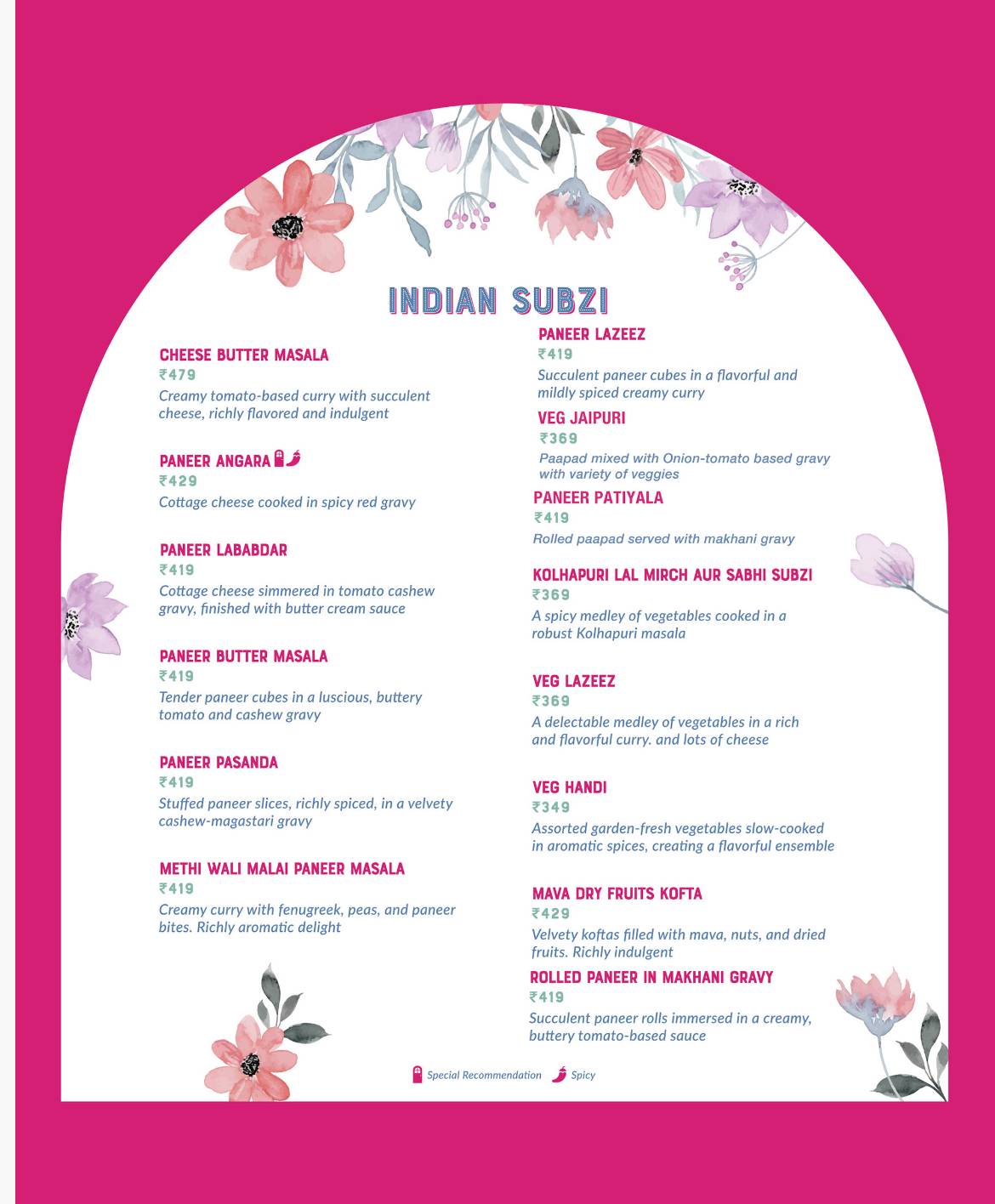 The Pink Door restaurant , Kudasan, Gandhinagar menu
